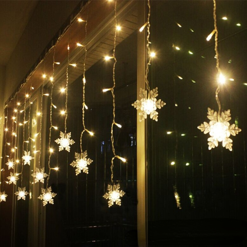 Luzes de natal guirlanda led luzes da corda flocos de neve piscando cortina de fadas luz para festa de casamento do feriado decoração de ano novo