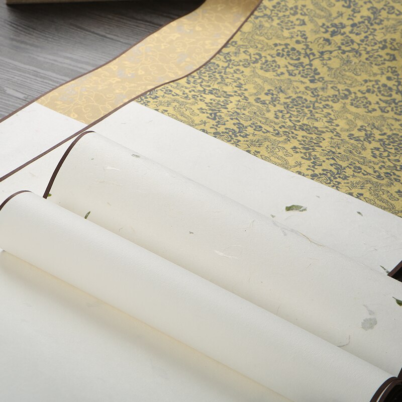 Blank Xuan Paper Draw Axis Batik Calligraphy Xuan Paper Papel Arroz Chinese Sandalwood Bark Half Ripe Yunlong Rice Paper Scroll
