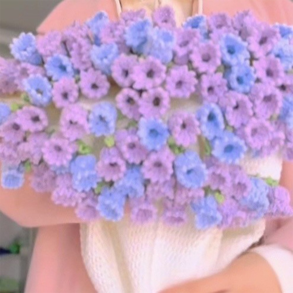 Woven Crocheted Rose Daisy Bouquet Blanket Unfinished Flower Bouquet Blanket DIY Craft Handmade: PURPLE