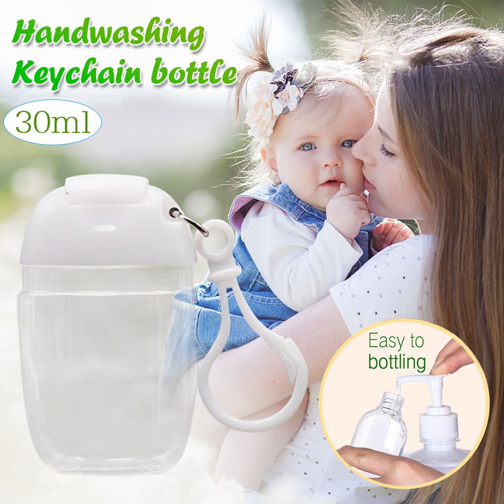 30ML Portable Hand Sanitizer Squeeze Bottle Silicone Refillable Bottles with Hook Travel Sanitizer Container Squeeze Sub-bottle