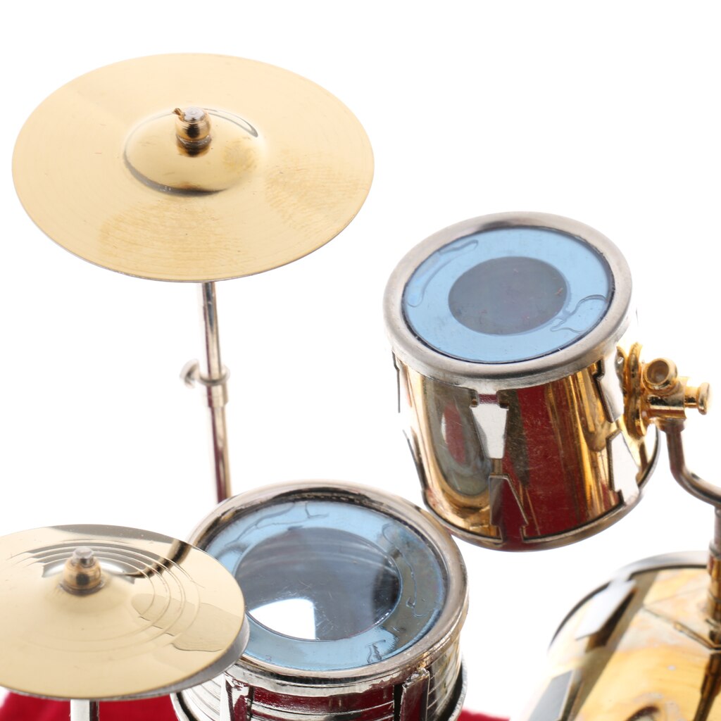 14*10*10 Cm Miniatuur Koperen Drum Set Muziekinstrument Model Poppenhuis Thuis Display Ornamenten