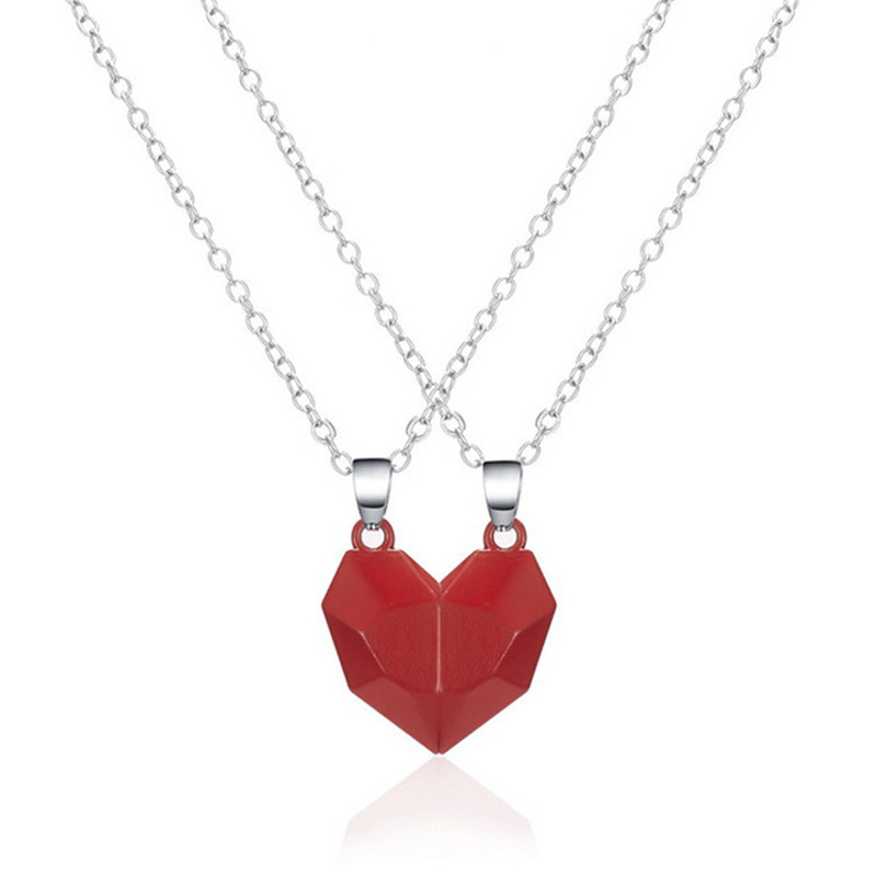 1 Paar Magnetische Paar Hart Vorm Ketting Gothic Punk Stijl Voor Mannen Sieraden Bruiloft Liefhebbers Koppels Valentijnsdag: 6