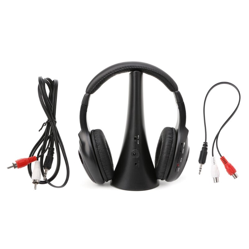 5 In 1 Wireless Stereo Headset Headphone Transmitter FM Radio For TV DVD MP3 PC