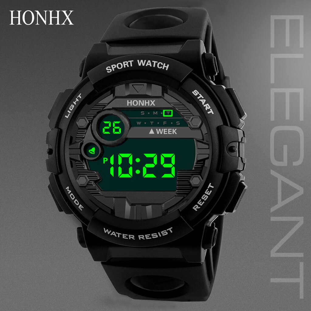 HONHX Luxus Elektronische Uhr Herren Digital LED Anzeige Datum 3Bar Wohnzimmer Wasserdichte Alarm наручные часы Sport Außen Handgelenk Uhr