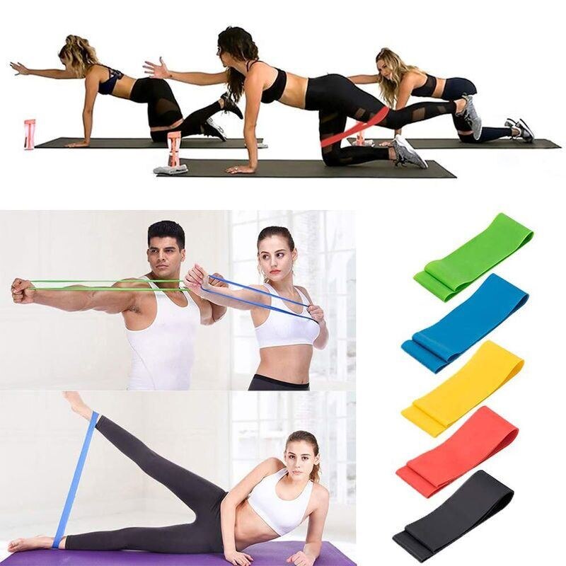 Vijf kleuren fitness weerstandsband yoga spanningsband gym elastiek pilates training elastische apparatuur