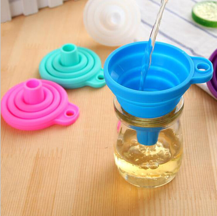 Embudo plegable de Gel de silicona para cocina, tolva, accesorios de utensilios para cocina al aire libre, 2 unids/lote