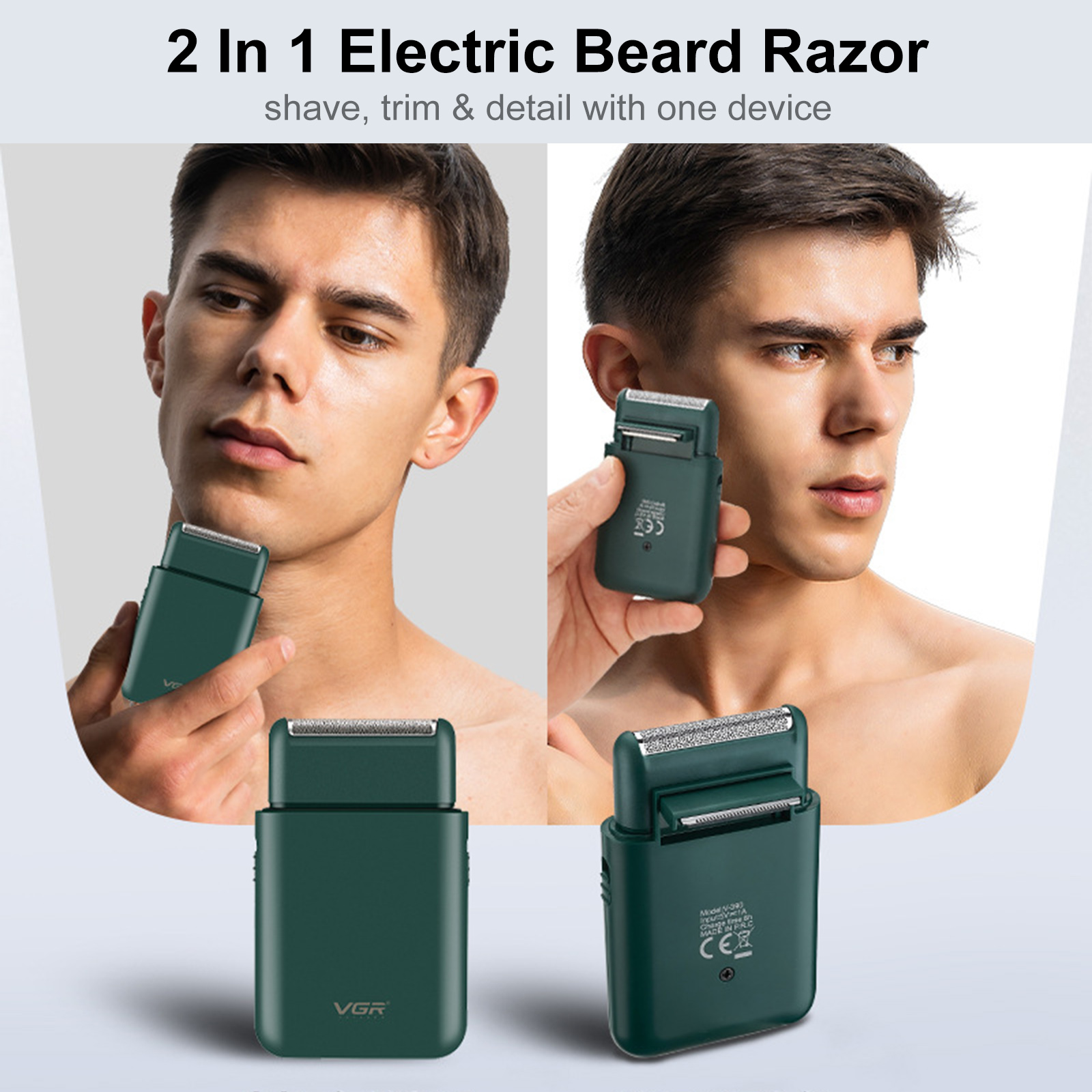 Electric Beard Razor Electric Foil Shaver Multi-Purpose Shaver USB Rechargeable Shave for Men’s Beard Shaving &amp; Hair Trimming