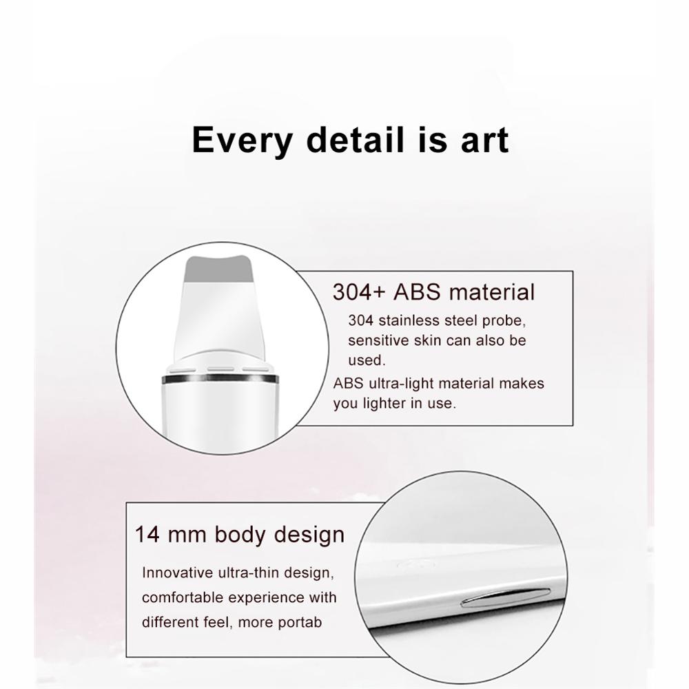 Ultrasonic Skin Scrubber Face Spatula Blackhead Removal Pore Cleanser Skin Peeling Lifting Comedone Extractor Beauty Instrument