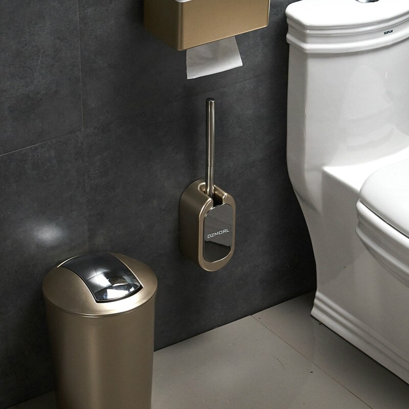 Hængende moderne toiletbørste vægmonteret silikone ecoco guld toiletbørste renere hygiejnisk toilet tilbehør badeværelsessæt  de50mt