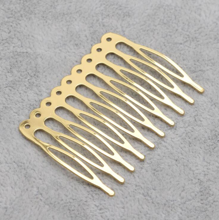 10 sztuk metalowe złote zęby spinki do włosów grzebienie puste szpilki spinki do włosów z otworami dla DIY do włosów łuki komponenty do wyrobu biżuterii akcesoria: Gold Hole 10
