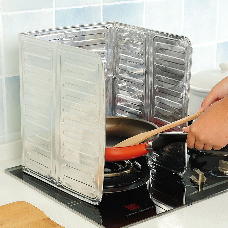 1PC Kitchen Gadgets Oil Splatter Screens Aluminium Foil Plate Gas Stove Splash Proof Baffle Home Kitchen Cooking Tools: K