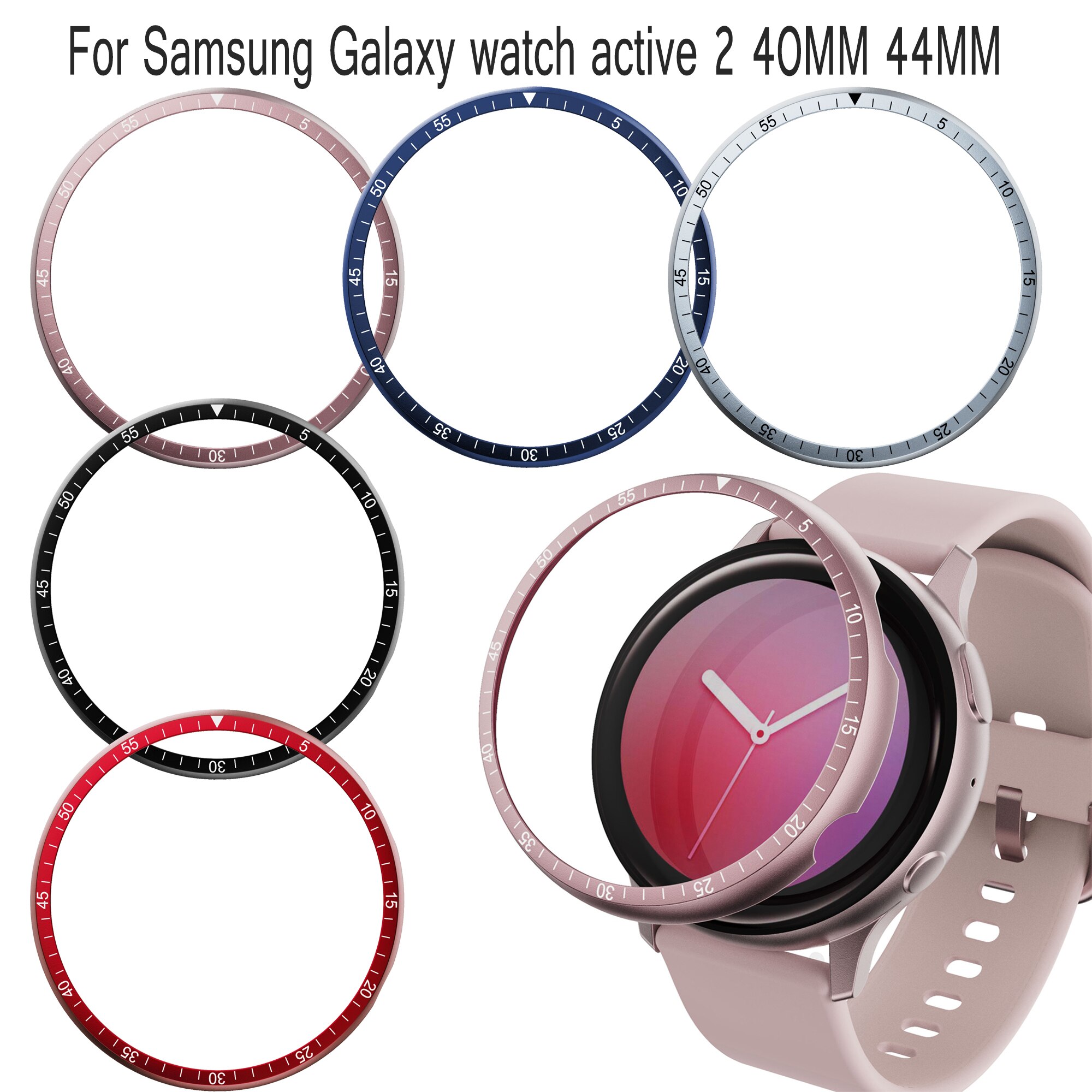 Cadre de la montre Samsung Galaxy active 2, en alliage d'aluminium, 40MM 44MM, bague métallique anti-rayures, accessoire de montre intelligente