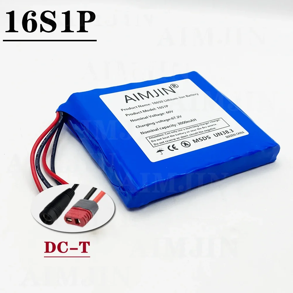 2024 Bestselling 16s1p 60v Xt60 132wh Lithium Ion Rechargeable Battery 3000mah Used for Electric Unicycle Electric Scooter: Beige