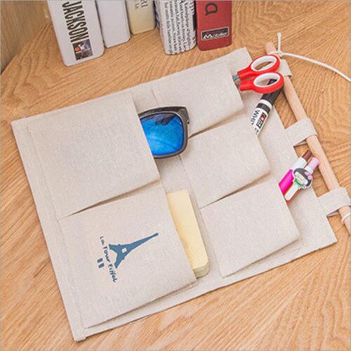US STOCK 5 Pockets Hanging Storage Bags Linen Organizer Pouch Tidy Holder Wall Door Closet Bathroom Bedroom