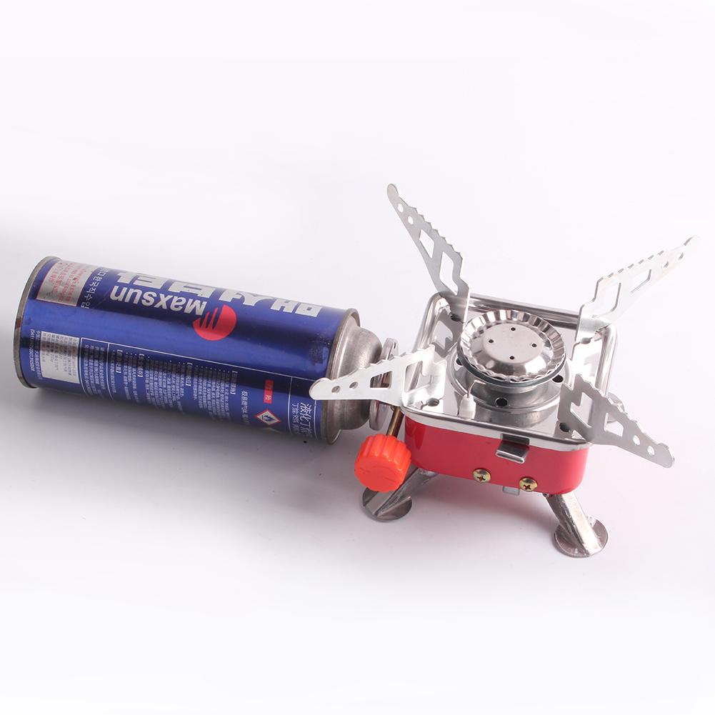 Stainless Steel Foldable Square Cooking Stove Portable Camping Combustor Cooker Cookware Travel Hiking Picnic BBQ Gas Furnace