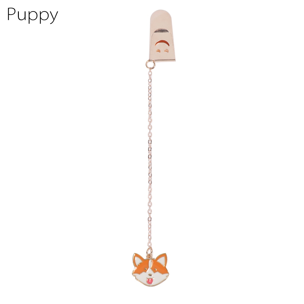 1PC Cartoon Character Bookmarks Metal Pagination Mark Cute Pendant Bookmark Marker Clip Stationery School Office Supplies: puppy