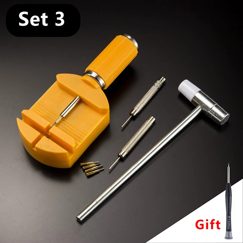 Herramienta de reparación de correa de reloj, herramienta de ajuste de reloj de Metal con pasador de reloj, herramienta de pasador de enlace de pulsera, removedor fácil de quitar, ajuste: Marrón