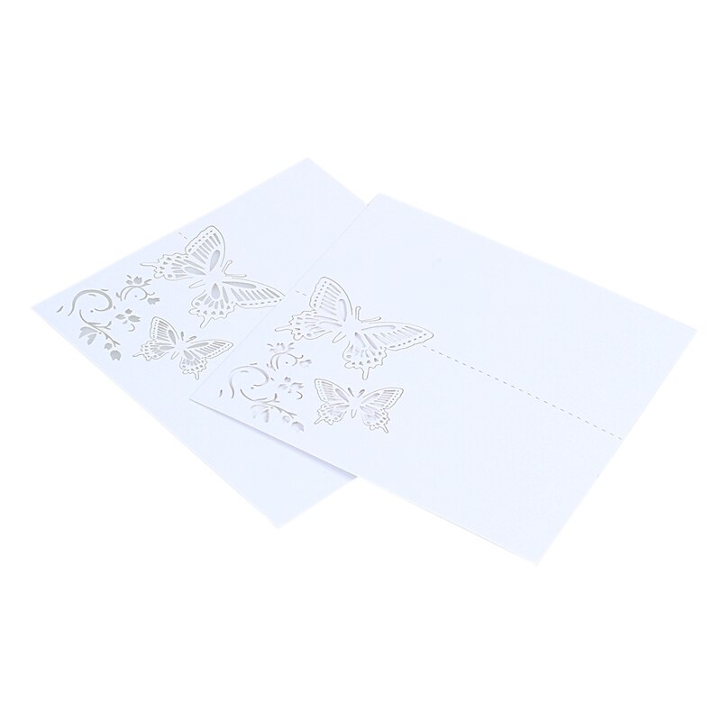 60x sommerfuglblomst placeringsbordnumre gæstesædernavnskort til dekoration af bryllupsfest (hvid)