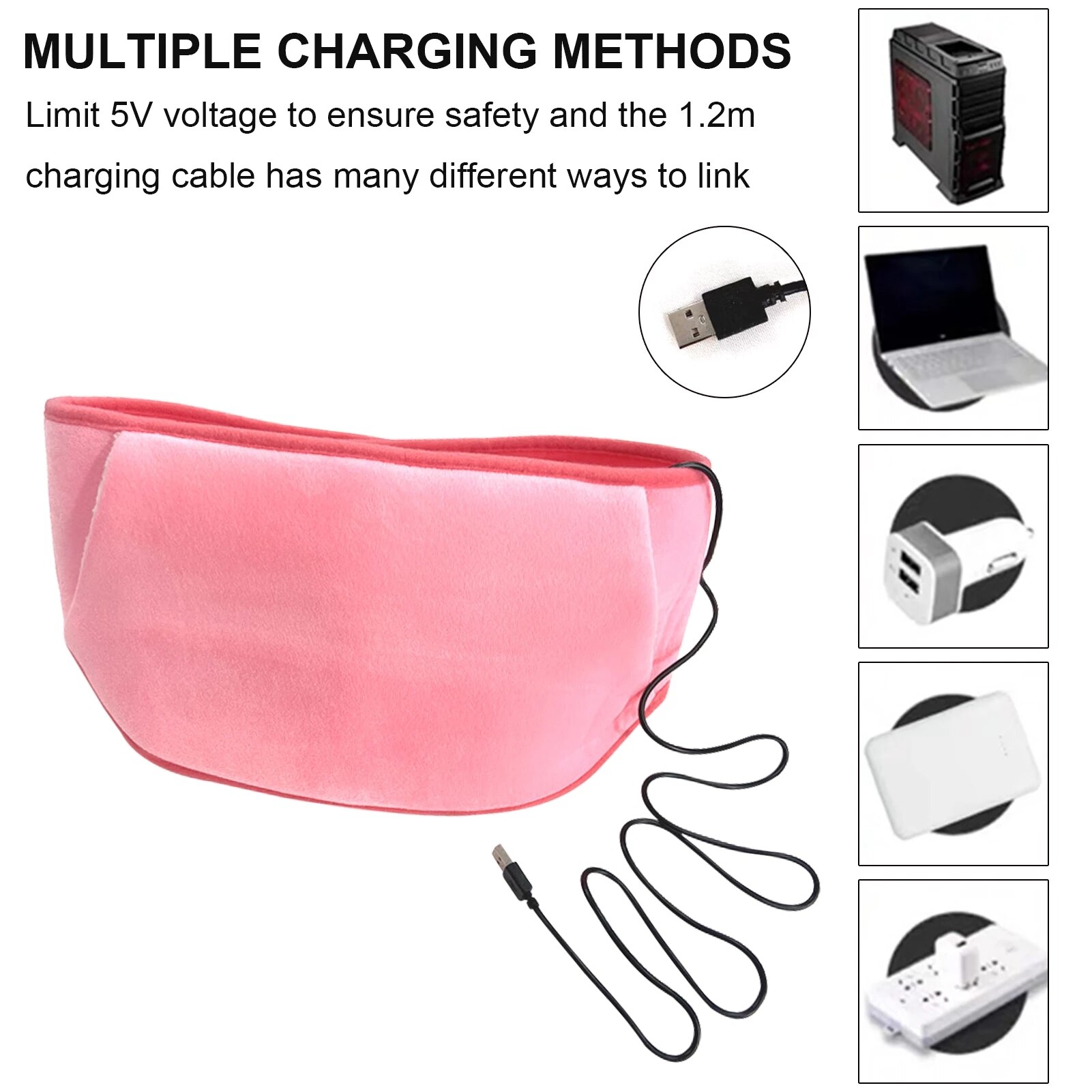 Heating Belt Adjustable Waist USB Electric Heating Magnetic Therapy For For Menstrual Cramp Lumbar Abdominal Leg Pain Relief: Ordinary style Pink