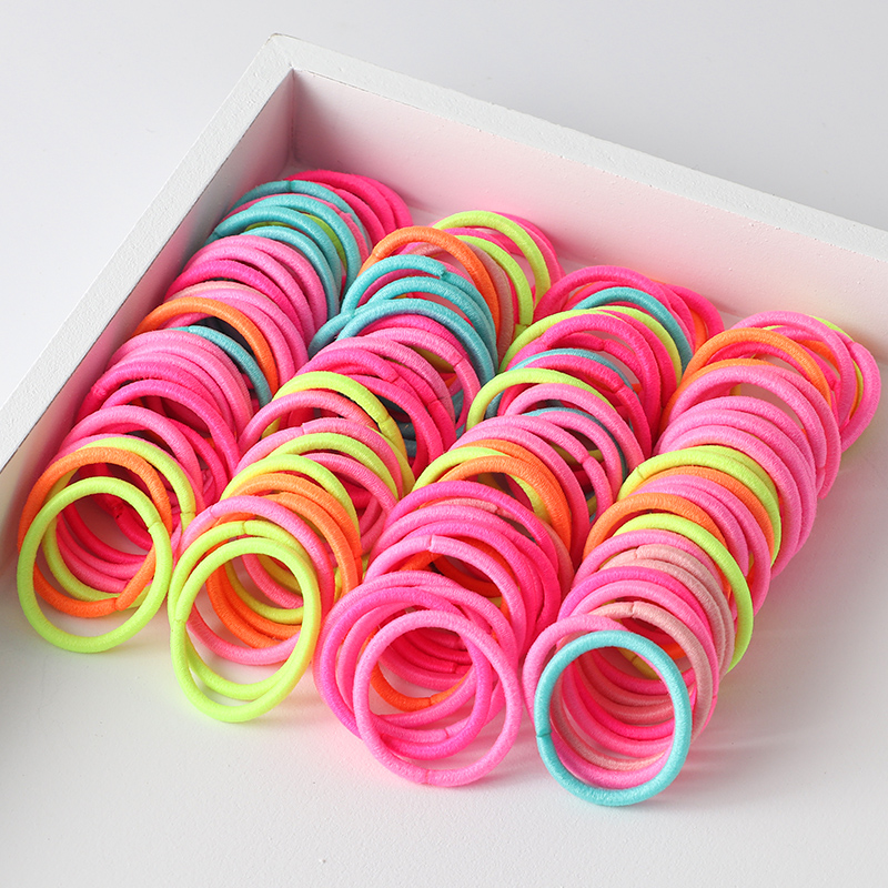 Cintas para el pelo de Color caramelo para niña, accesorios para el cabello elásticos, soporte para cola de caballo, tocado de goma, adornos coreanos para niños, 100 Uds.: style-3