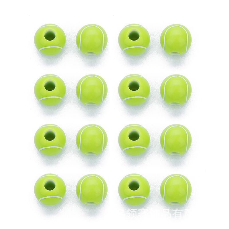 100 stk akryl baseball volleyball rugby tennis basketball perler 12mm sports ponni ball spacer perler smykkefremstilling