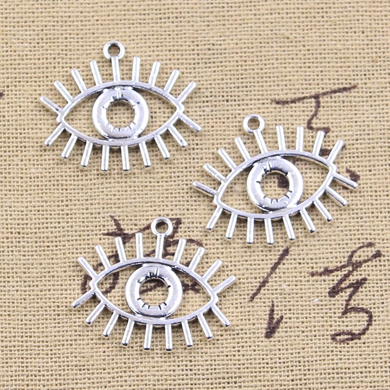 10Pcs Charms Hollow Eye 22X26Mm Antiek Zilver Kleur Hangers Maken Diy Handgemaakte Tibetaans Vinden Sieraden