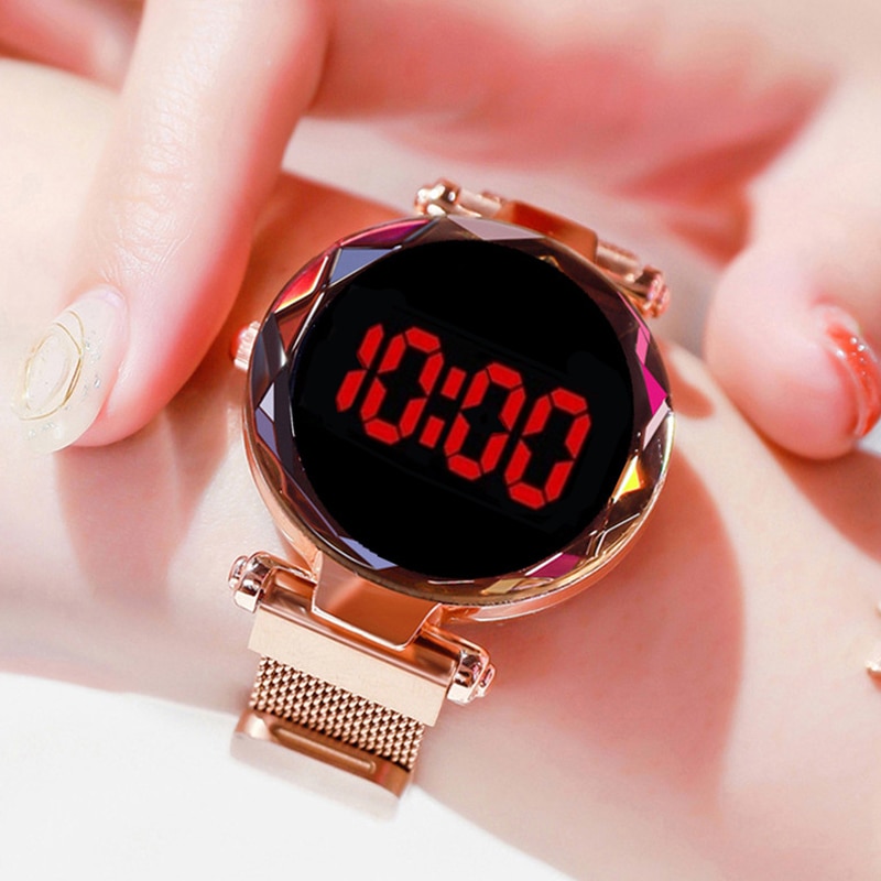 Vrouwen Digitale Horloge Touch Led Horloge Magnetische Dames Horloges Vrouwelijke Horloge Elektronische Horloges Klok