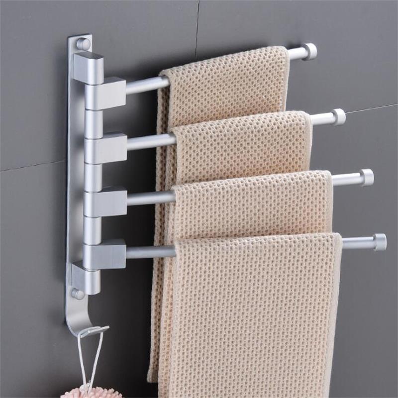 Badkamer Handdoekenrek Draaibare Handdoekhouder Wall Mounted Aluminium Handdoek Hanger Keuken Plank Badkamer Accessoires