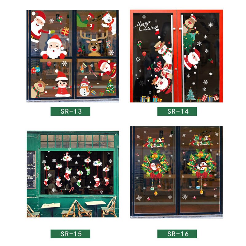 Snowman Wall Sticker DIY Christmas Party Home Decoration Windows Door PVC Stickers Year Household Glass Wall Sticker