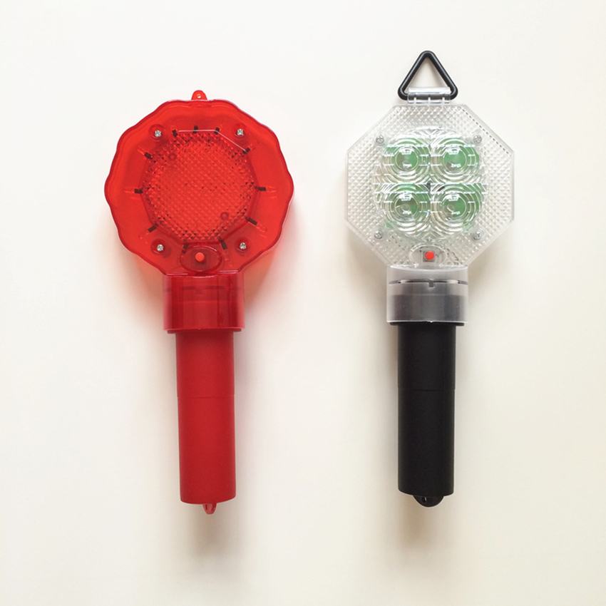 Handheld LED Strobe Warning Light Flashing Construction Safety Light Road Barricade Traffic Light Plastic Waterproof, Red