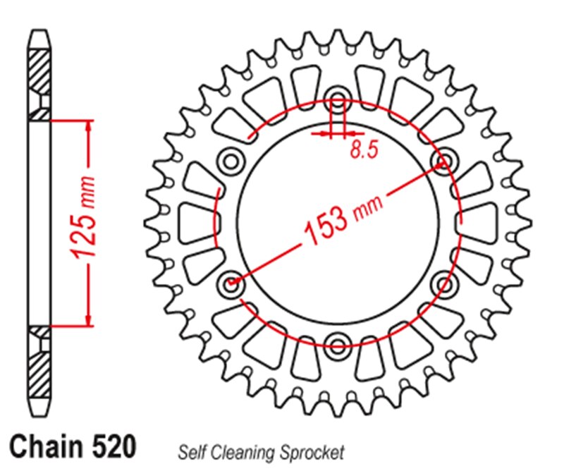 520 Motorcycle Tandwiel Voor Honda CRF150F 03-05 CR125R 83-07 CR250R 92-08 CRF250R 10-19 CR500R 84-01 XR250R 96-04