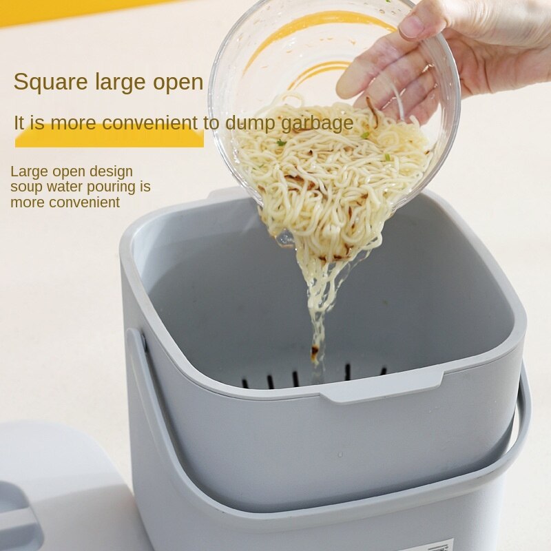 Plastic Kitchen Food Waste Trash Can Compost with Drainer Rubbish Container Organizer Accessories Tools