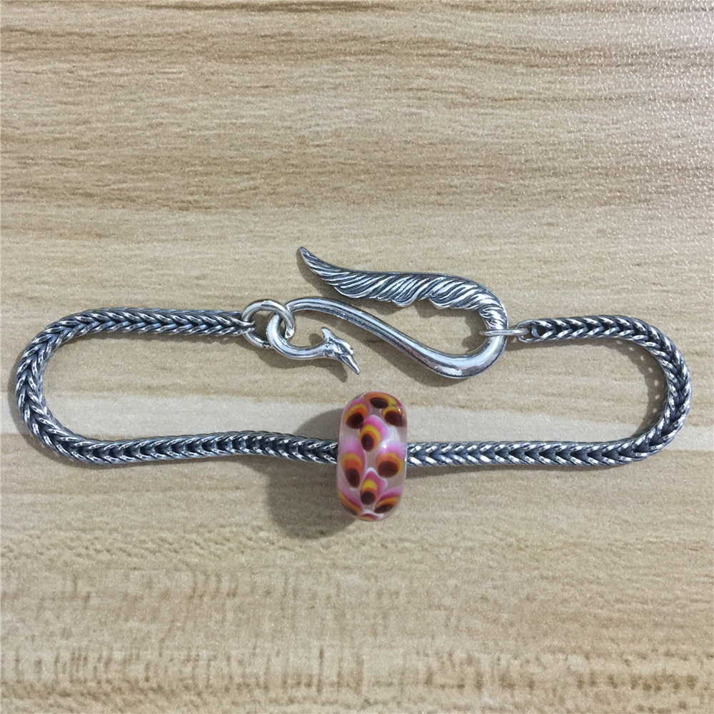 Visco 925 prata esterlina pavão gancho garra bloqueio europeu jóias wthout s925 logotipo