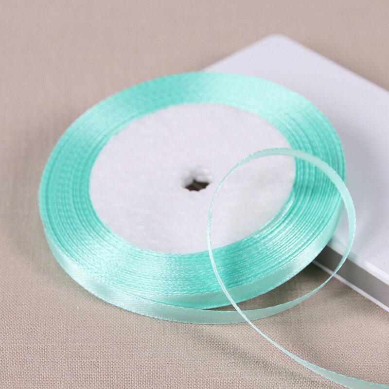 Bonita cinta de satén de seda color verde aguamarina, accesorios decorativos para envolver de boda, Material hecho a mano, 6/10/15/20/25/40/50mm, 25 yardas: 6mm Aqua Green