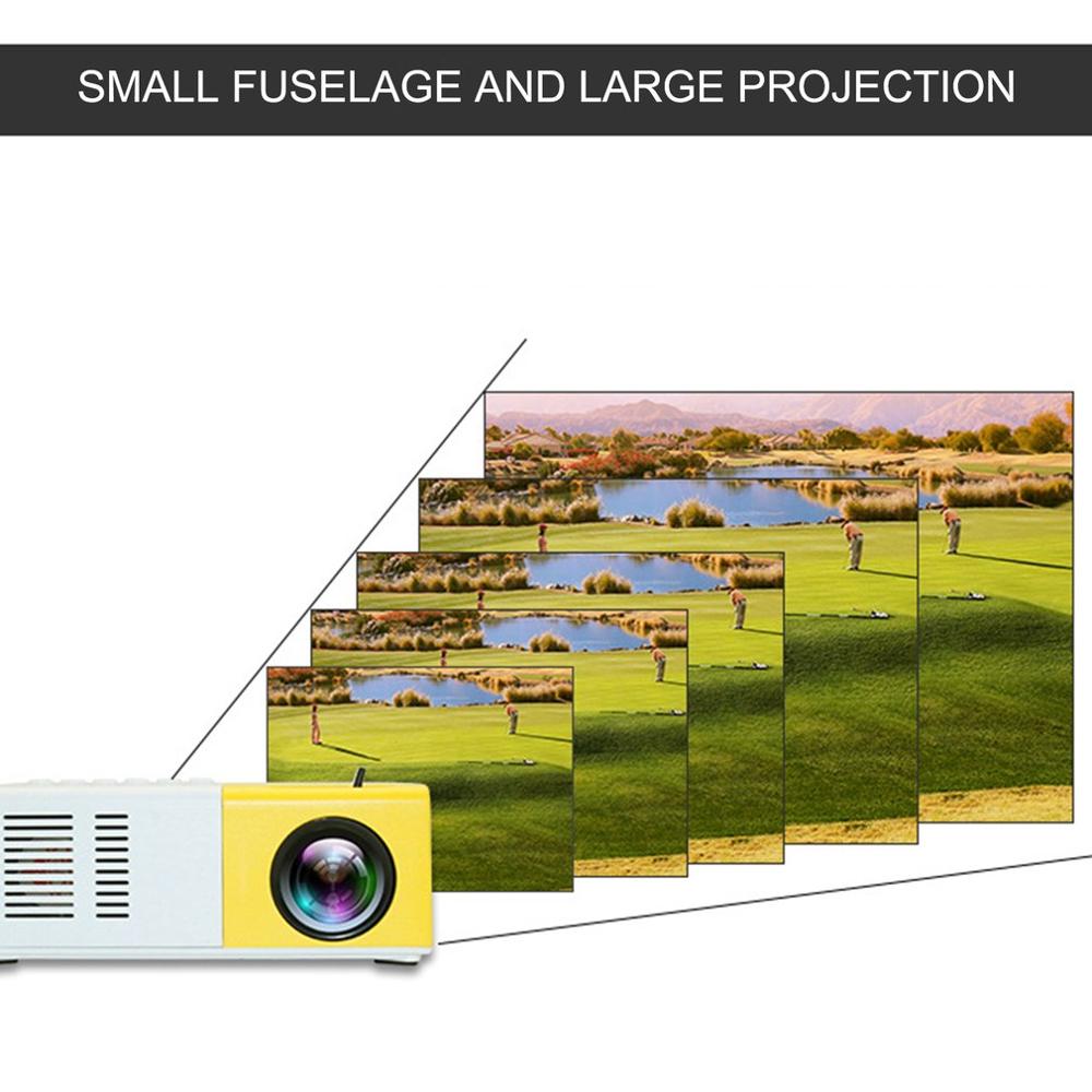 Yellow Home Mini Projector Machine Led Portable Handheld Projector Supports High Definition 1080P