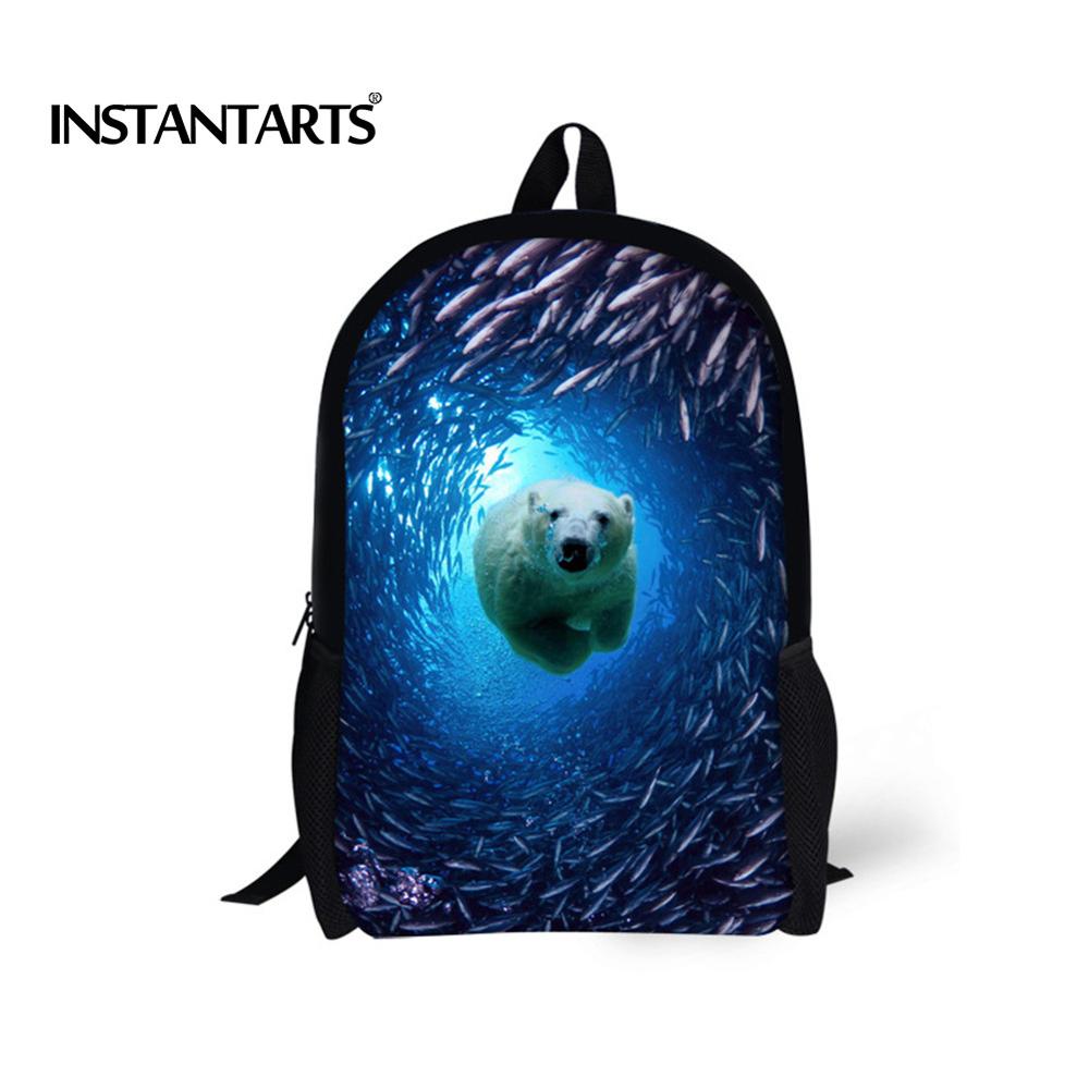 INSTANTARTS Ocean Animal Printing School Bags For Teenagers Boys Children Schoolbag Backpack Best Bag Mochila: C0301C