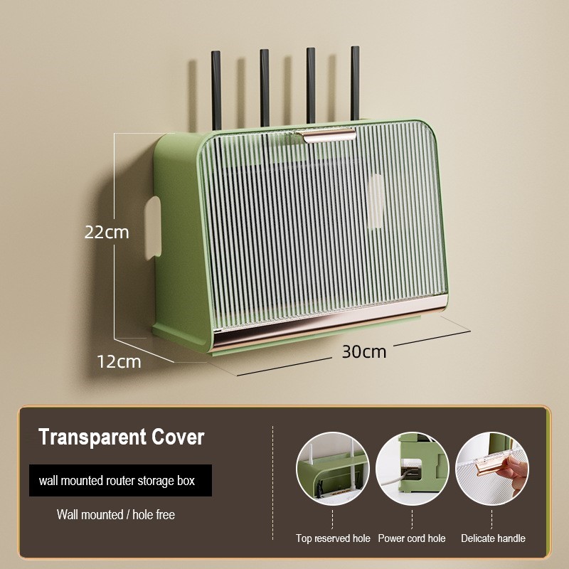 Estante para enrutador Wifi inalámbrico, caja de almacenamiento para colgar en la pared, soporte de alimentación para cables, organizador, tablero de enchufe, caja de almacenamiento: Caqui oscuro