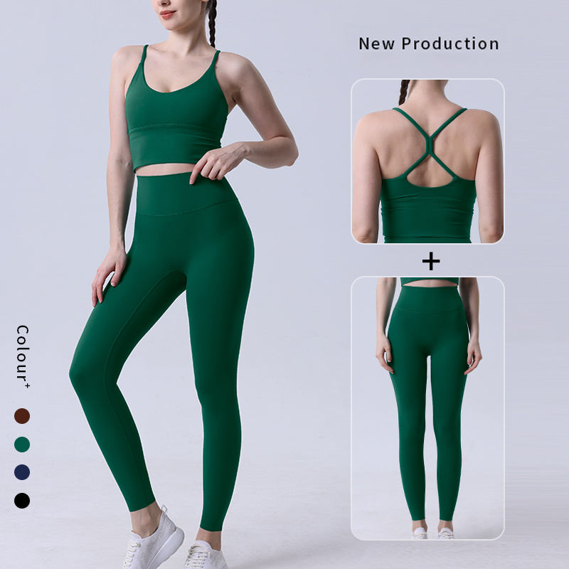 Ropa de Yoga de 2 piezas, chándal para mujer, ropa atlética, traje de Fitness para Pilates, entrenamiento de gimnasio, ropa de realce, Sujetador deportivo, traje de mallas