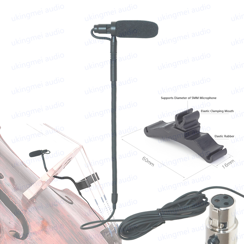 Musical Instrument Condenser Gooseneck Microphone System For Guitar Saxophone Violin Piano Cello Bass Clarinet: Khaki