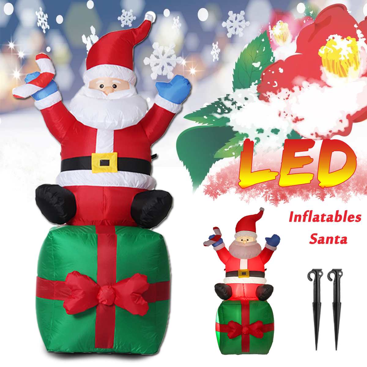 Géant gonflable père noël en plein air décoration de noël pour la maison cour jardin 1.5m noël pain d'épice bonhomme de neige pour la fête de nouvel an