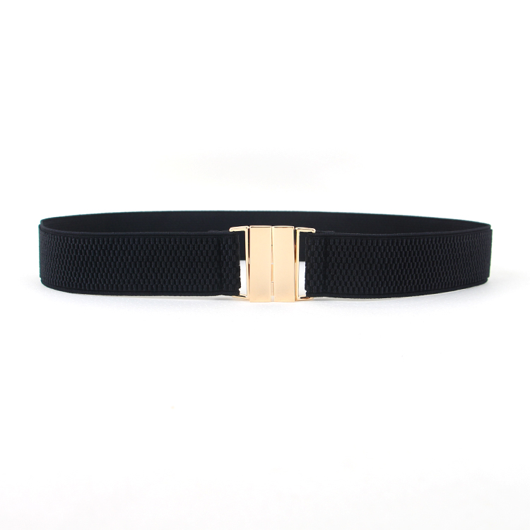 Fajas de mujer de cinturón ancho rojo elástico sólido Casual boda cintura oro hebilla cinturones cinturilla elástica para vestido de señora: black color