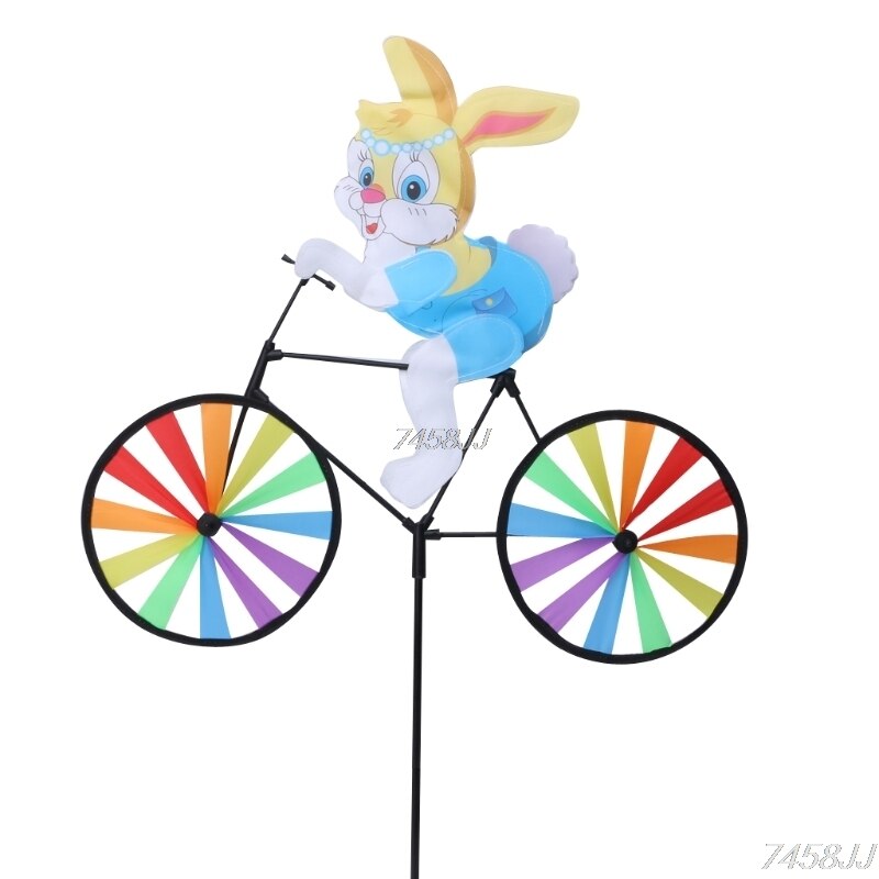 Conejo abeja tigre en bicicleta DIY molino de viento Animal bicicleta giratoria de viento giratoria jardín césped Gadgets decorativos niños juguetes al aire libre: Rabbit