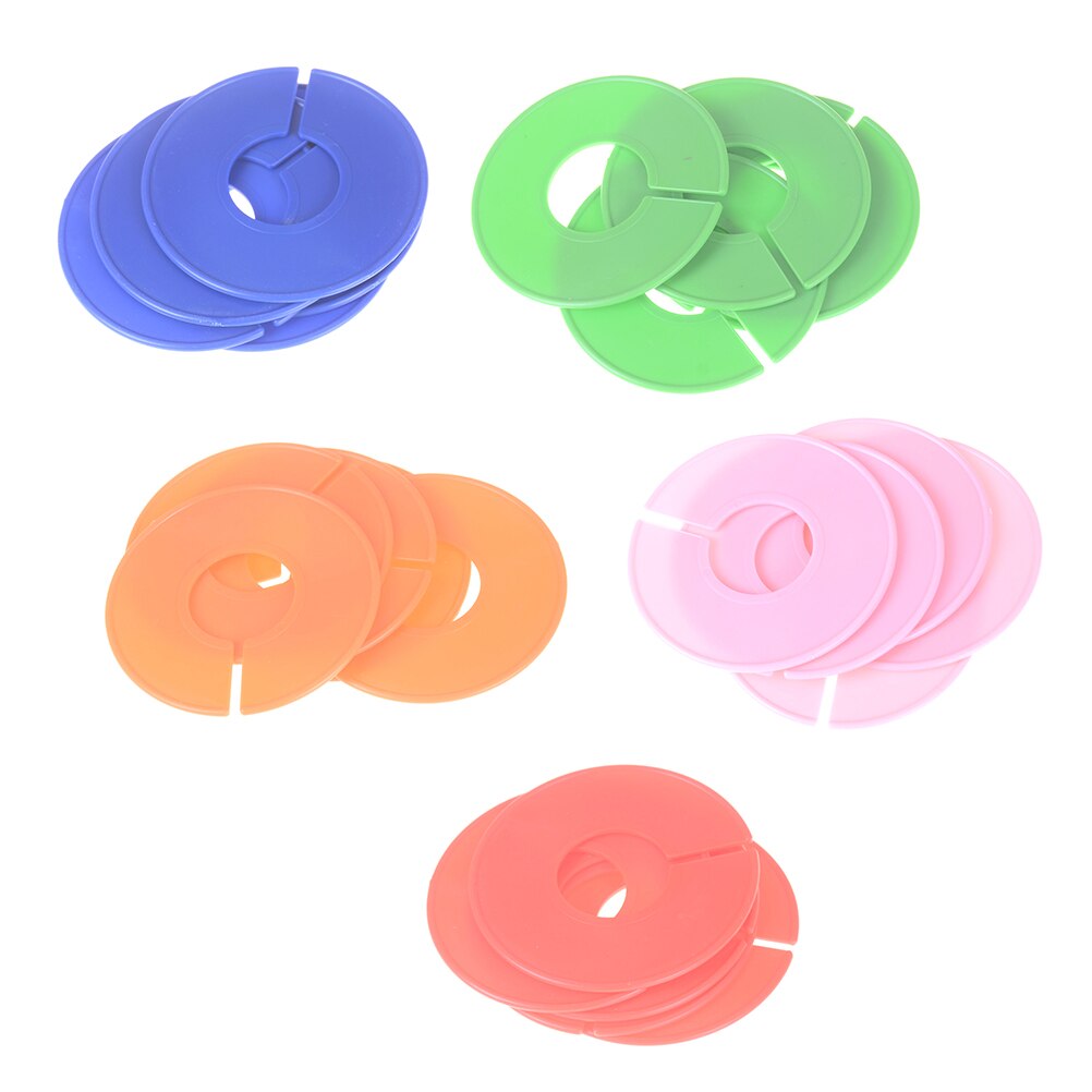 5 unidades por lote, perchas redondas coloridas, separadores de armario, Perchero de plástico para ropa, separadores de tallas, etiquetas de ropa, anillo marcador de tamaño