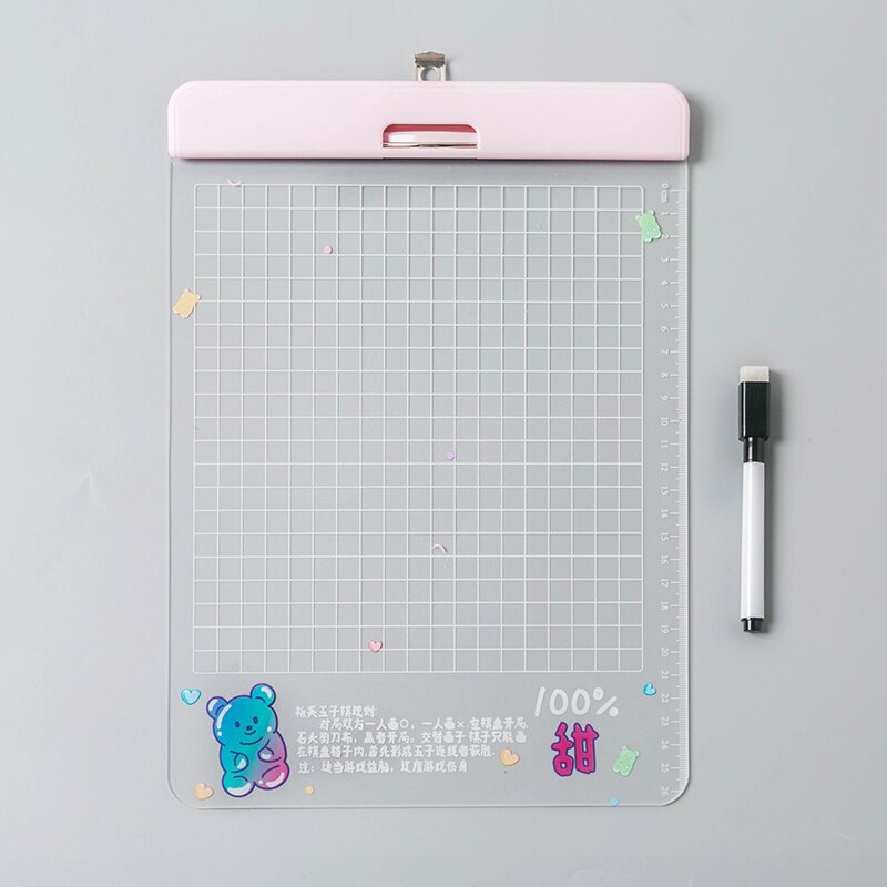 30*21cm Cartoons Series Writing Board Clip Stationery A4 Paper Acrylic Pad Splint Transparent daisy Clipboard School Supplies: Love bear