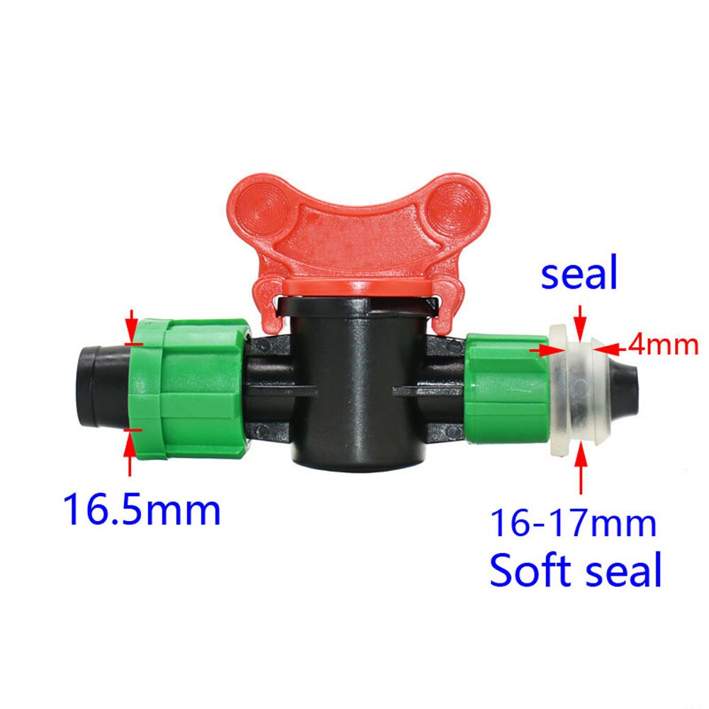 16mm Irrigation Drip Tape Connector Valve Garden Tap 1/2 Inch Thread to 16mm Drip Belt Repair Water Flow Control Valve: Gold