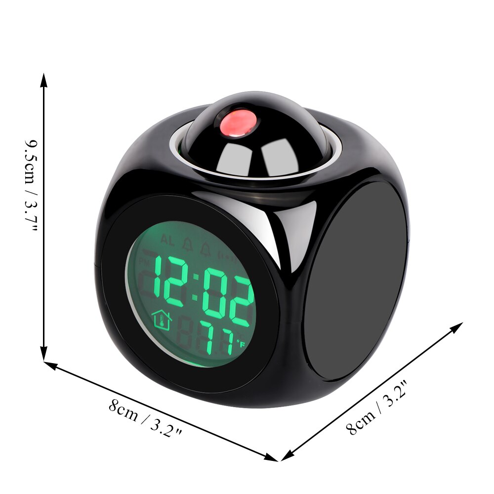 ABEDOE Multifunction Alarm Clock Digital Projection Cube LED Desk Clock LCD Display with Backlight Support Current Time Report