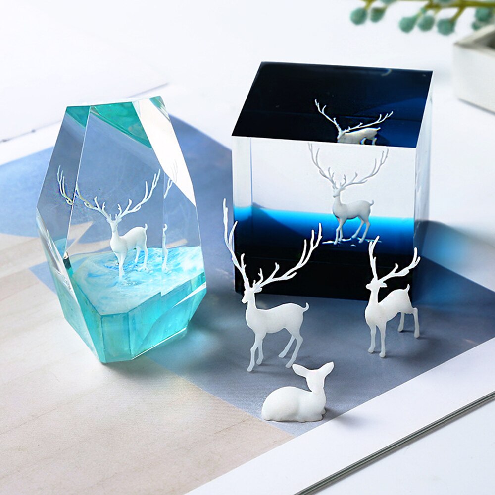 2PCS/set 3D Mini Elk UV Epoxy Resin Mold Jewelry Tool Filling Molds Materials Micro Landscape Home DIY Crafts tools