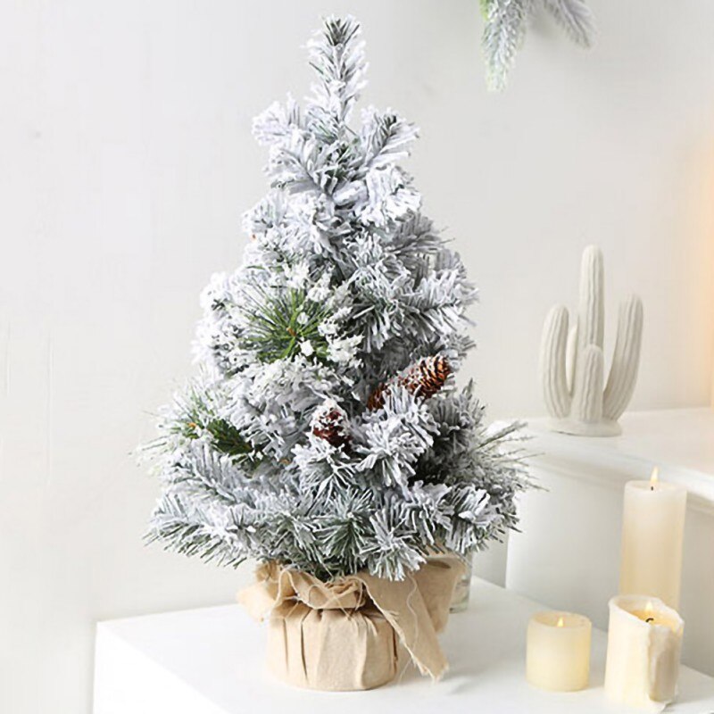 M·ni Christmas Tree Artificial Table Decorations Miniature Falling Snow Pine Cone Christmas Tree Desktop Ornaments White: 40CM