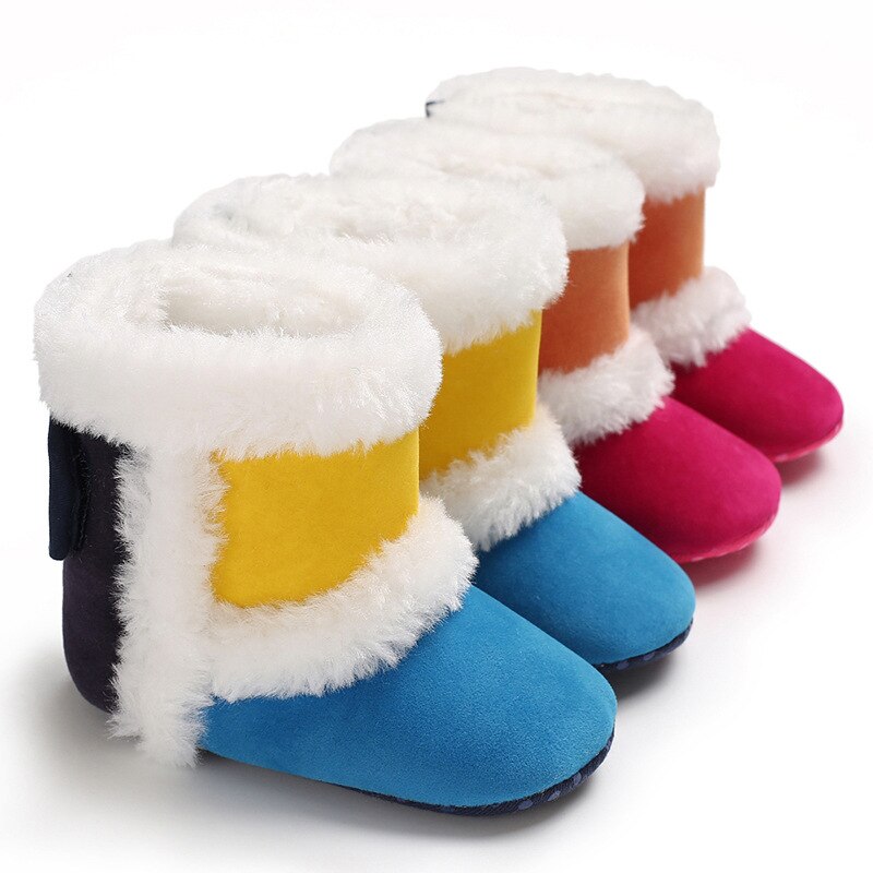 Inverno manter quente primeiro walker bebê menina criança botas com borboleta-nó anti-deslizamento neve sapatos grossos