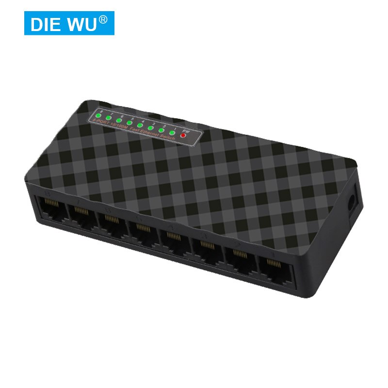 TXE020 8 Port 10/100M Ethernet Network Switch | Ethernet Splitter | Plug En Play | Fanless | verkeer Optimalisatie | Unmanaged: Black